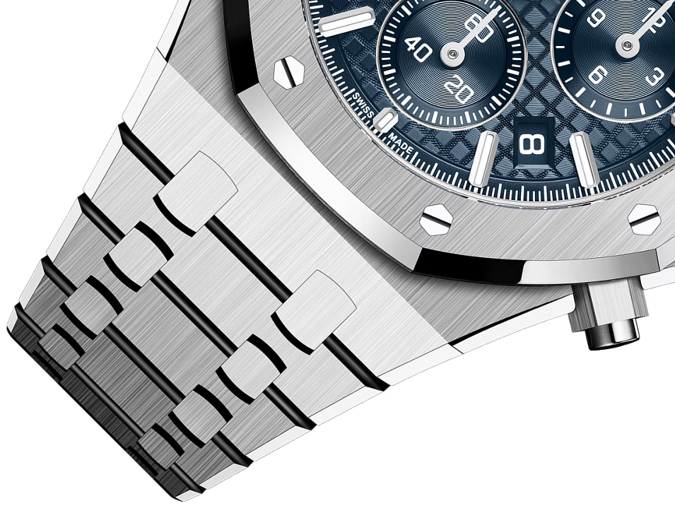 Silver-Tone Blue Multi-Display Sport Watch – Integrated Bracelet