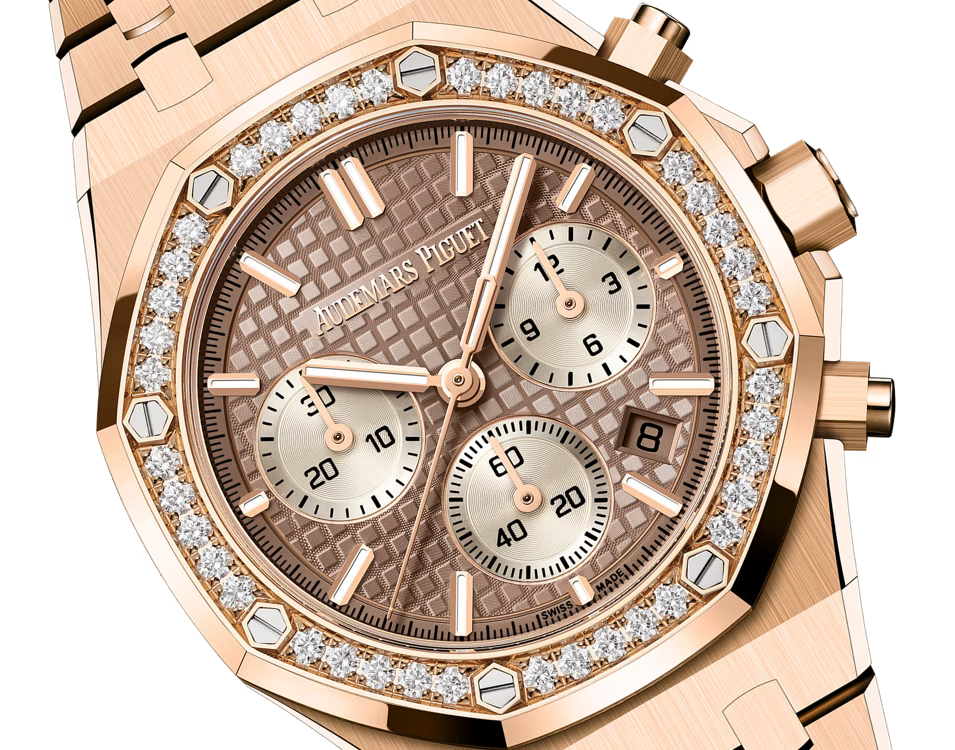Rose Gold-Tone Crystal-Bezel Multi-Display Watch – Integrated Bracelet