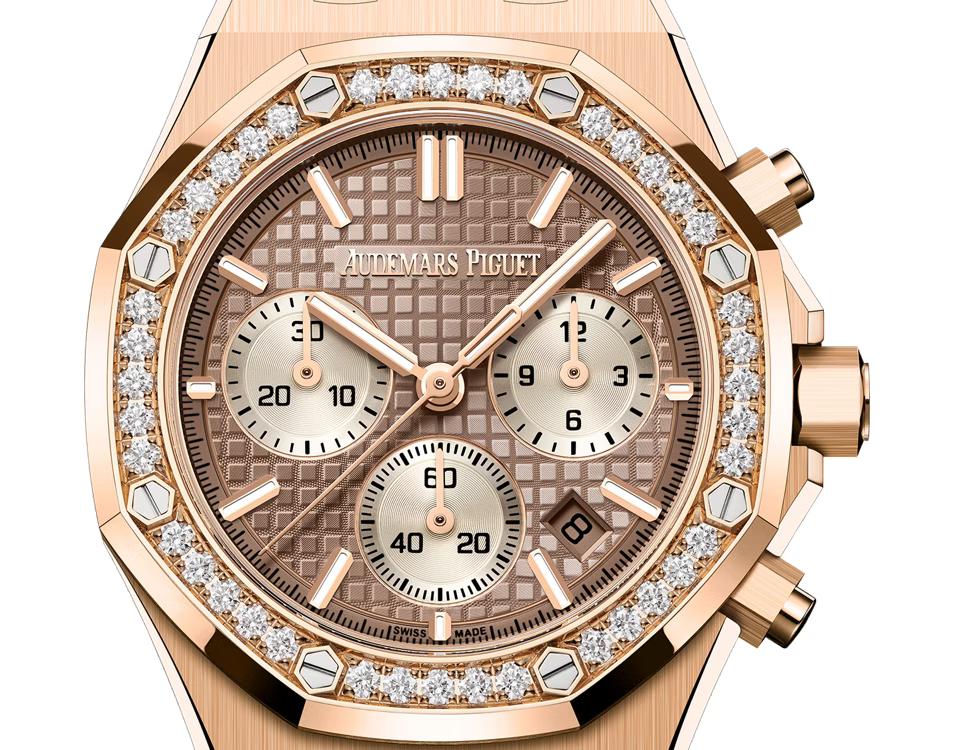 Rose Gold-Tone Crystal-Bezel Multi-Display Watch – Integrated Bracelet