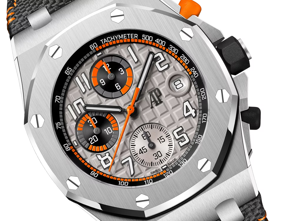 Silver-Tone & Orange Multi-Display Sport Watch – Black Performance Strap