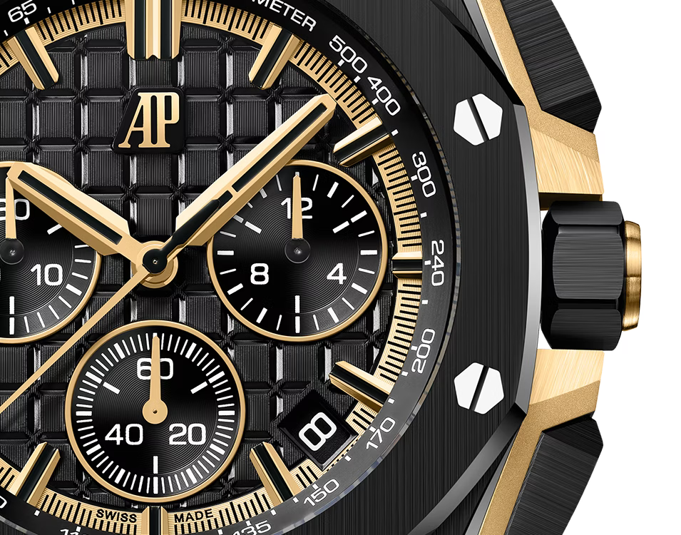 Black & Gold Multi-Display Sport Watch – Black Leather-Style Strap