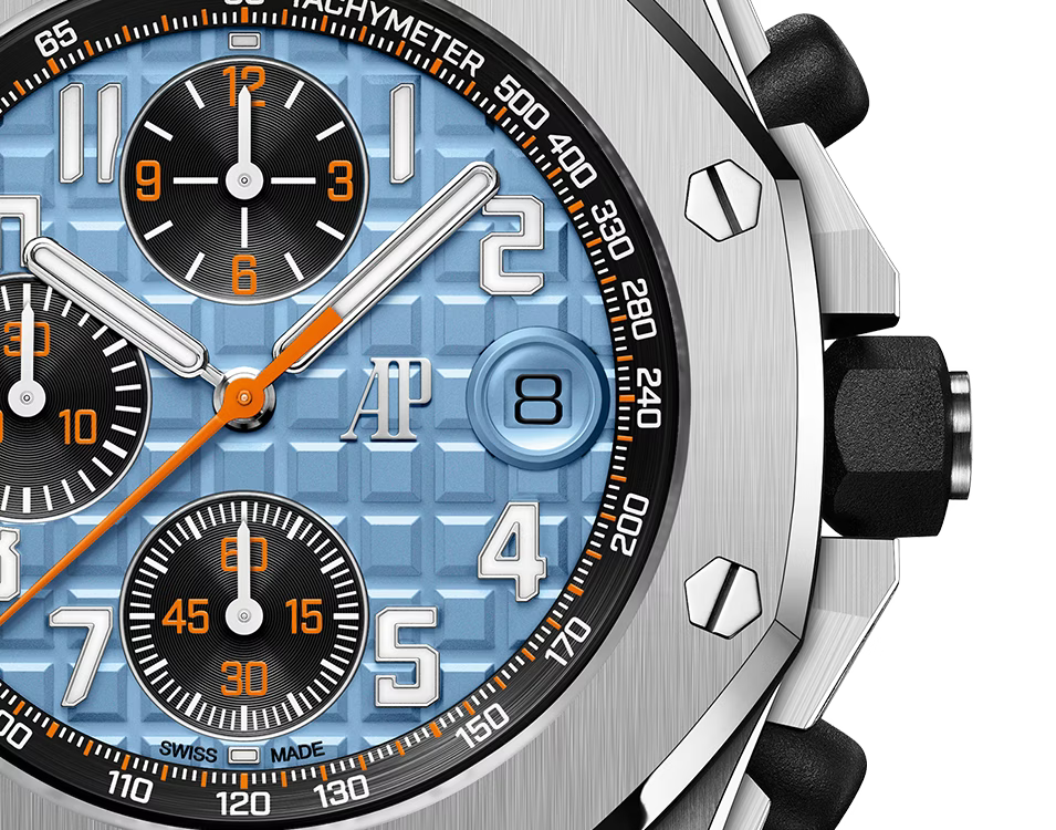 Light Blue & Orange Multi-Display Sport Watch – Silver-Tone Case & Blue Strap