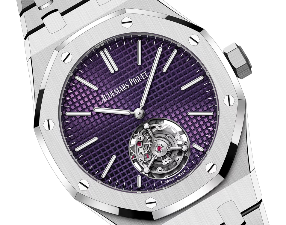 Silver-Tone Purple Open-Heart Watch – Integrated Bracelet