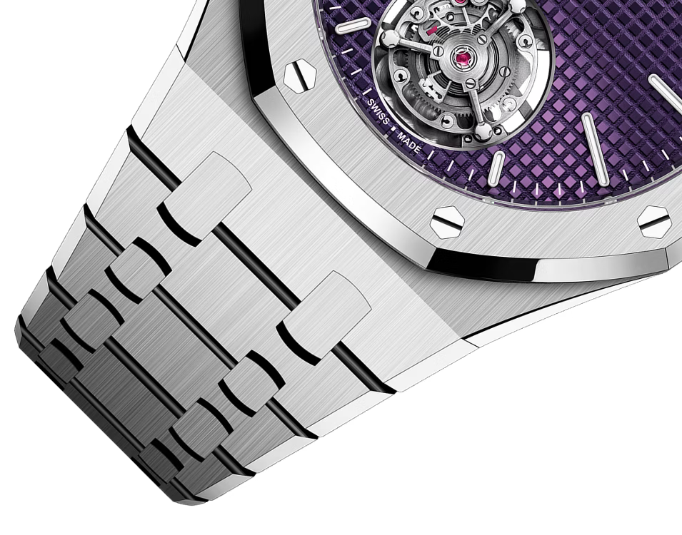 Silver-Tone Purple Open-Heart Watch – Integrated Bracelet