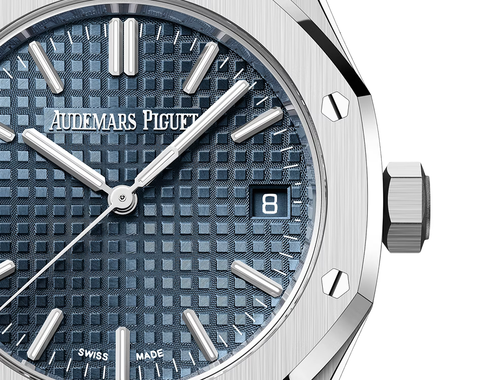 Silver-Tone Blue Textured Watch – Integrated Bracelet