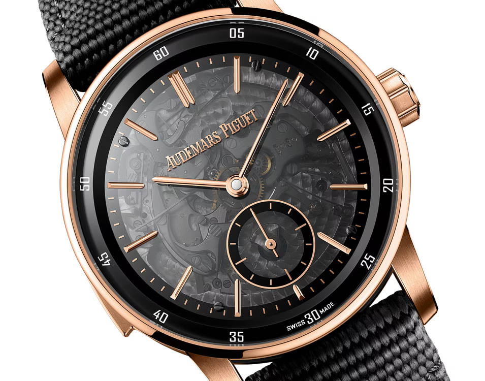 Smoked Skeleton Dress Watch – Rose Gold Tone & Black Strap
