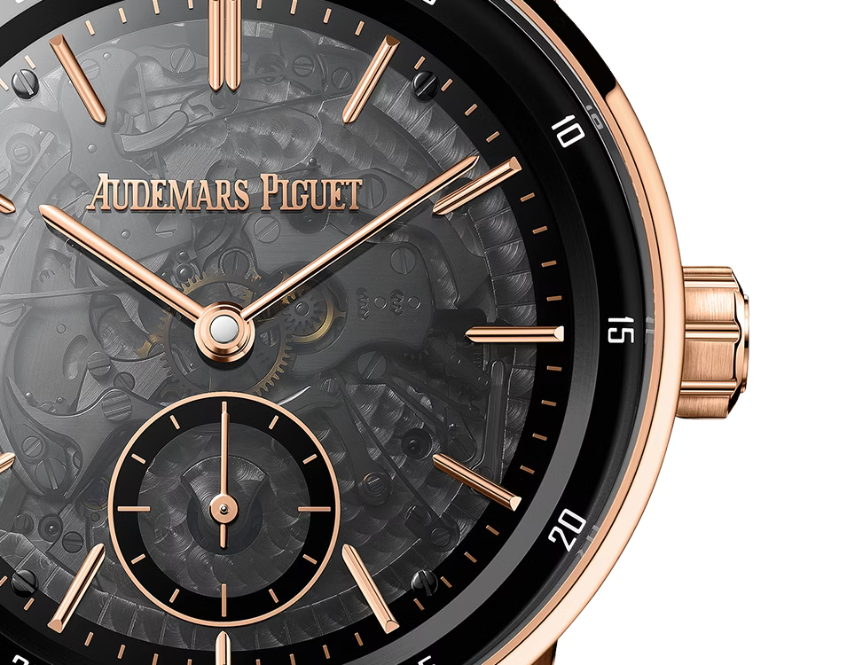 Smoked Skeleton Dress Watch – Rose Gold Tone & Black Strap