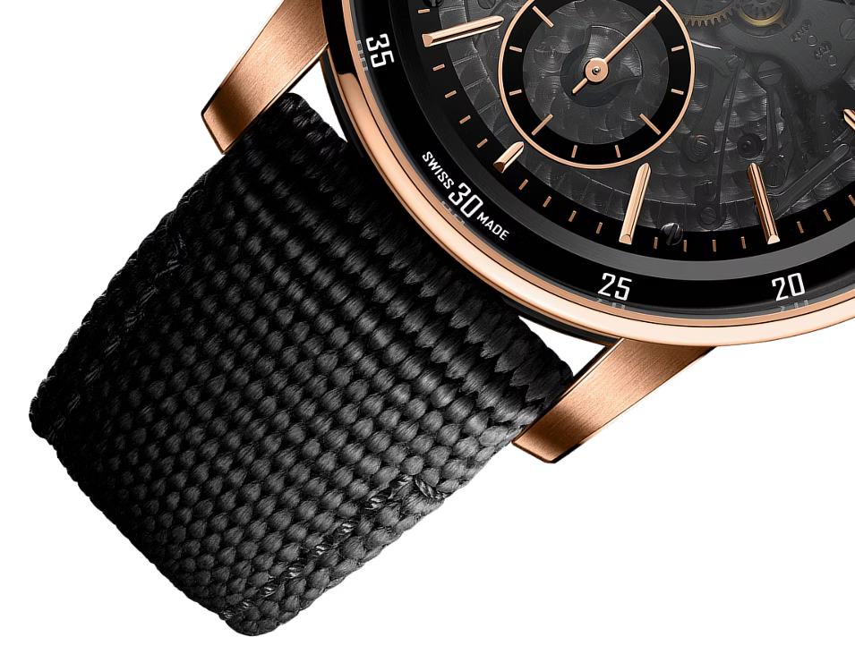Smoked Skeleton Dress Watch – Rose Gold Tone & Black Strap